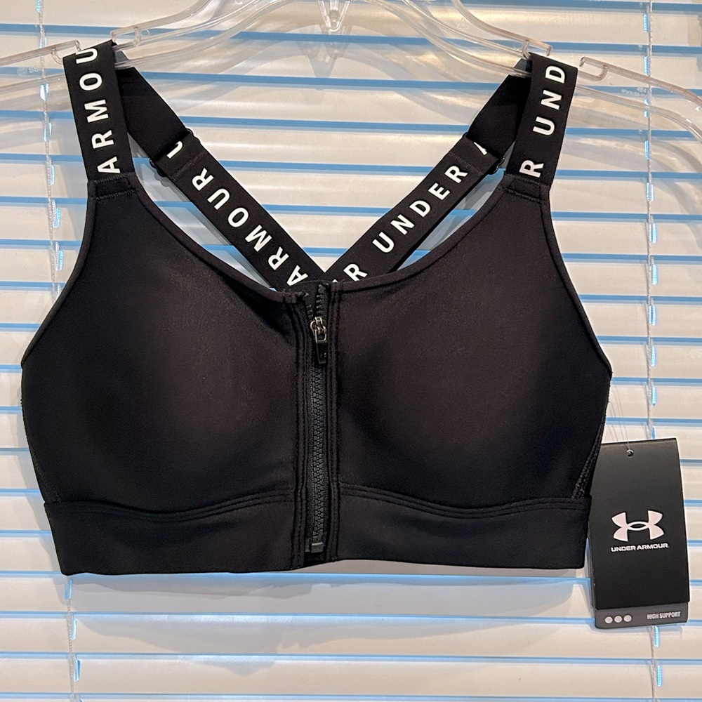Under Armour Black fitted zipper front Sports Bra XS